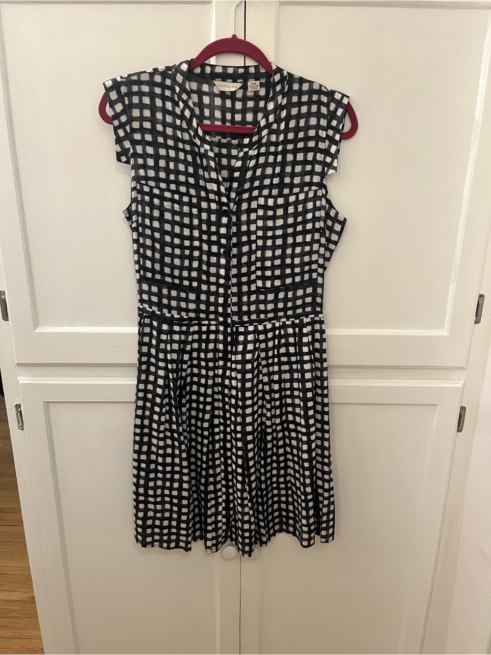 Anthropologie Sleeveless Black and white check dress